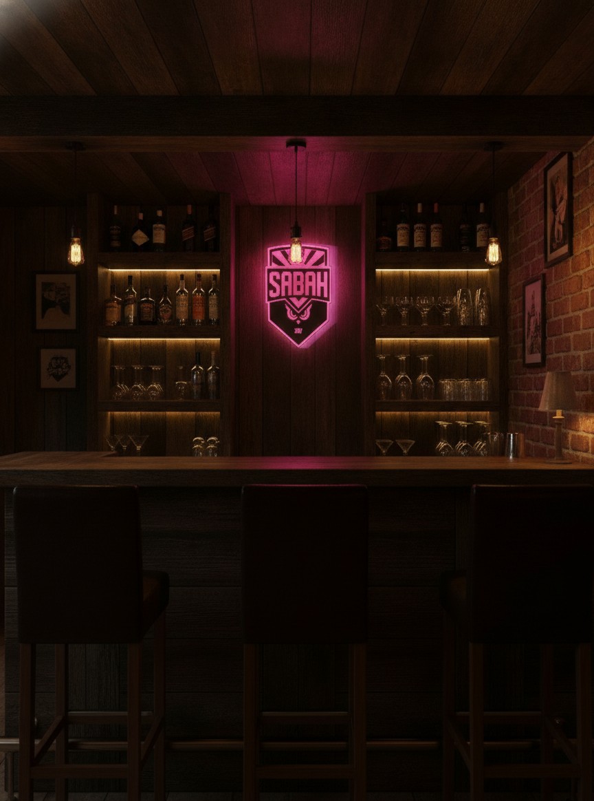 Sabah FK LED-Leuchtschild Wanddeko Fandeko Geschenk - Mockup