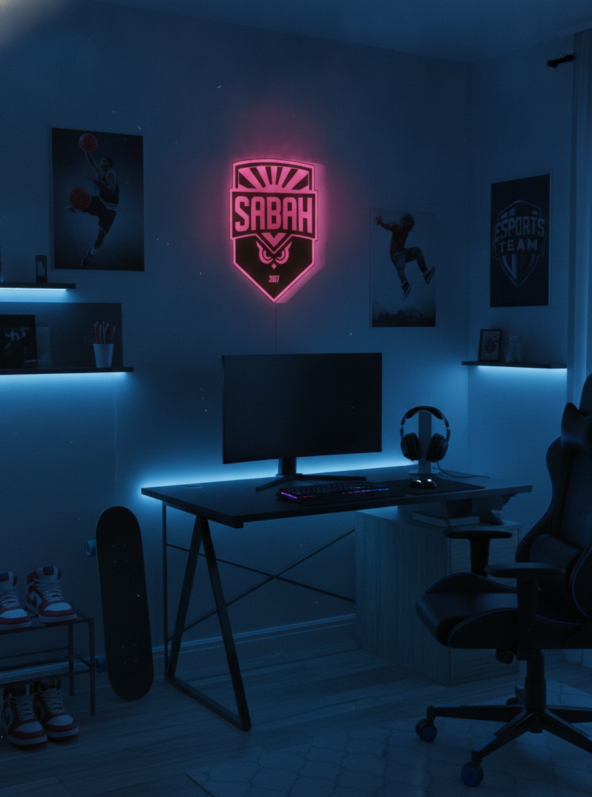 Sabah FK LED-Leuchtschild Wanddeko Fandeko Geschenk - Mockup