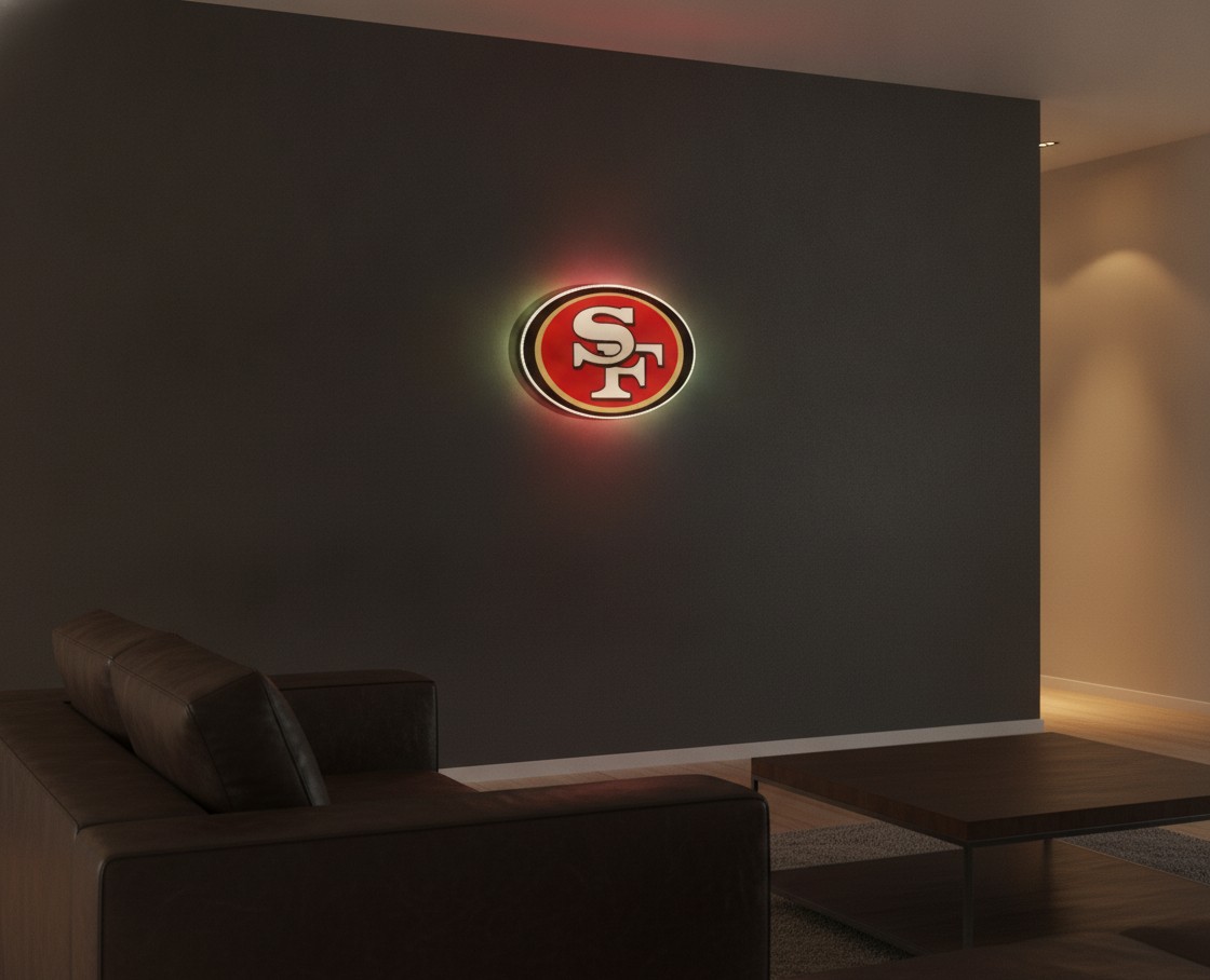 San Francisco 49ers LED-Leuchtschild Wanddeko Fandeko Geschenk - Mockup