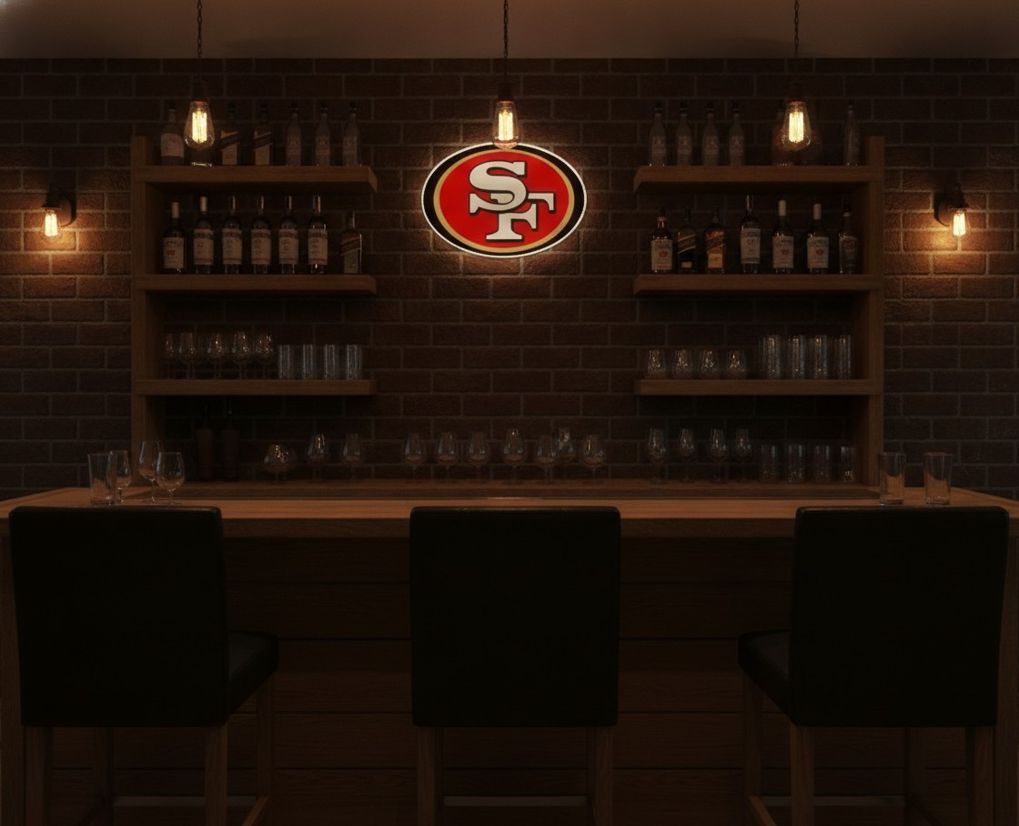San Francisco 49ers LED-Leuchtschild Wanddeko Fandeko Geschenk - Mockup