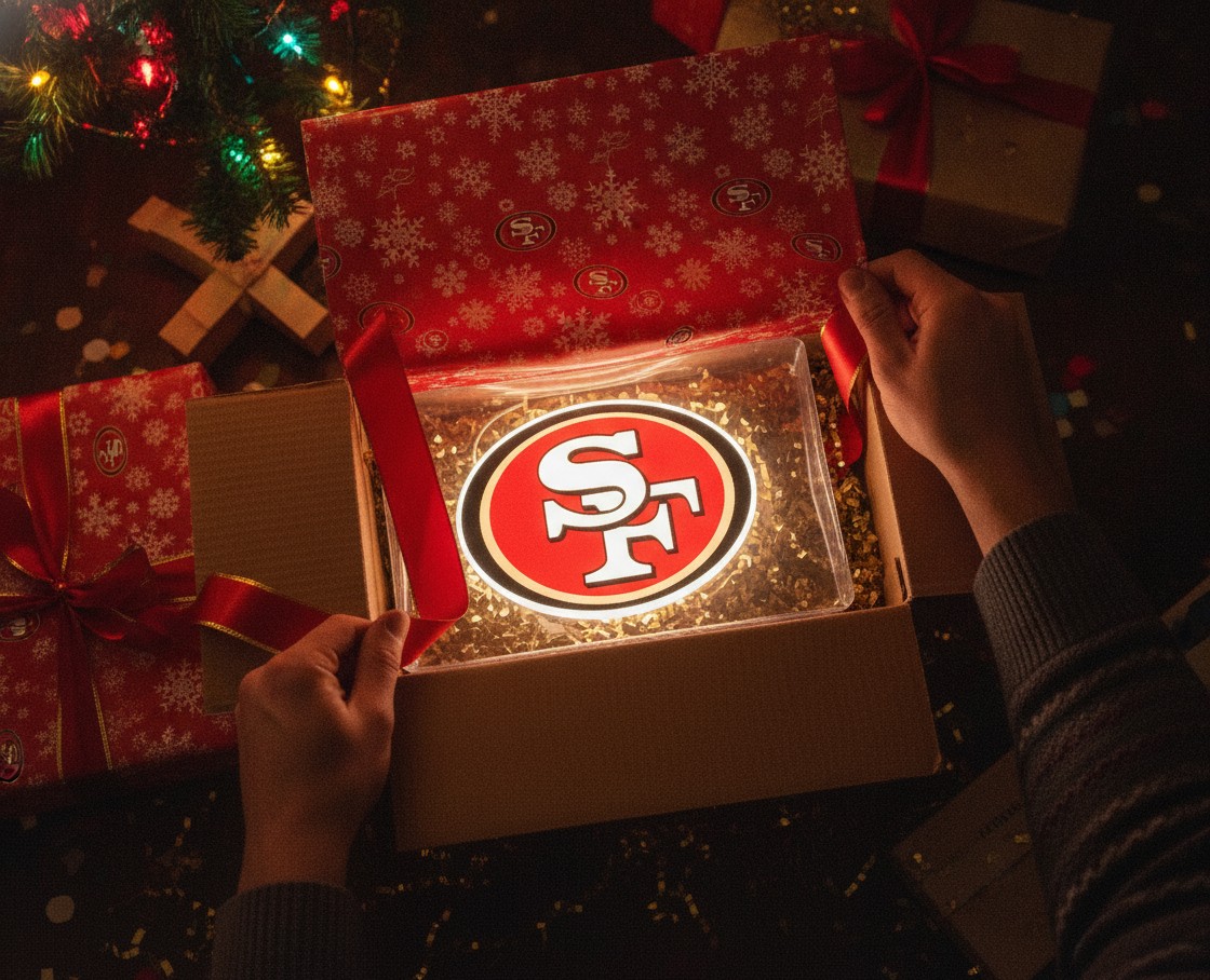 San Francisco 49ers LED-Leuchtschild Wanddeko Fandeko Geschenk - Mockup