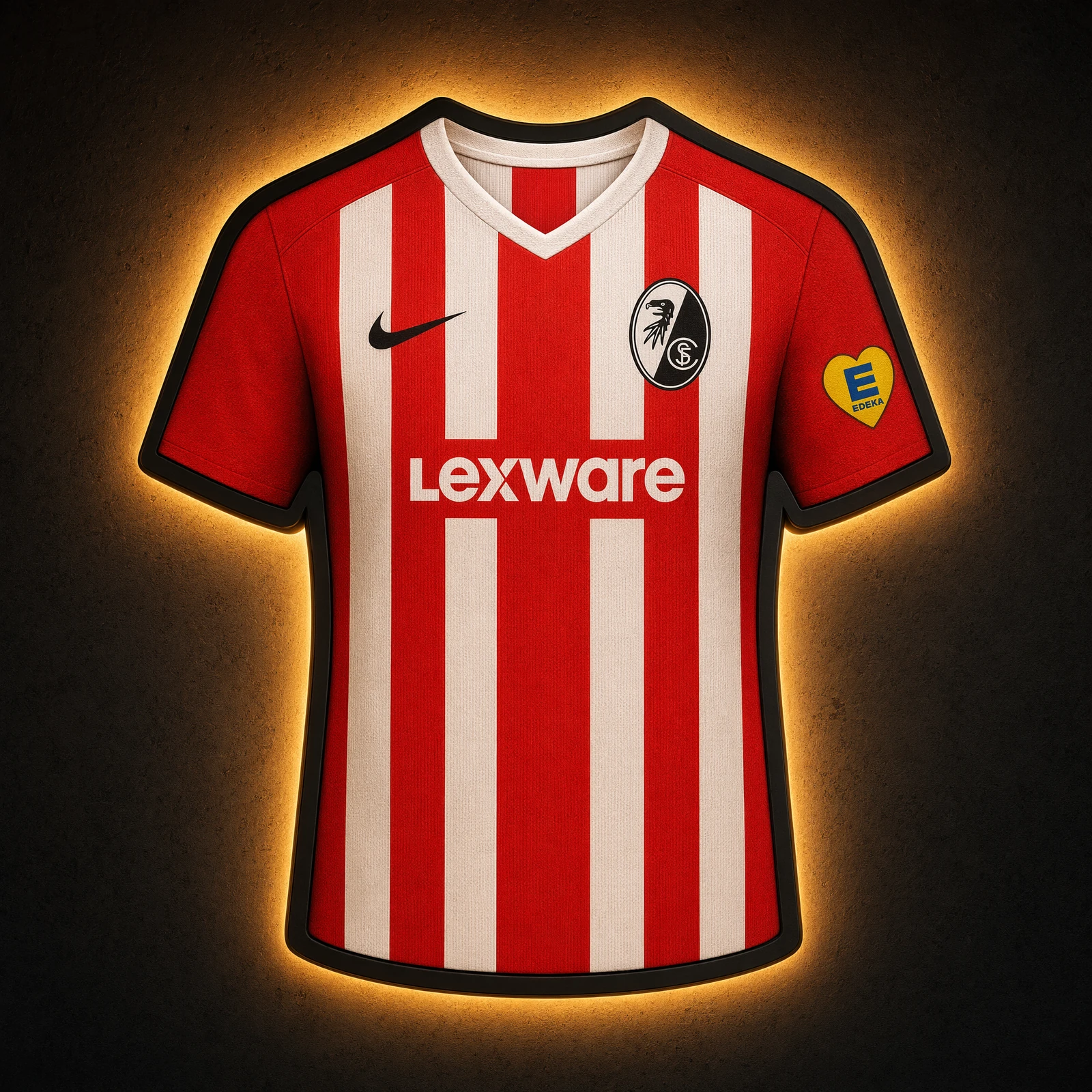 SC Freiburg Heimtrikot 2026/27 LED-Trikot-Lampe — Frontansicht, beleuchtet