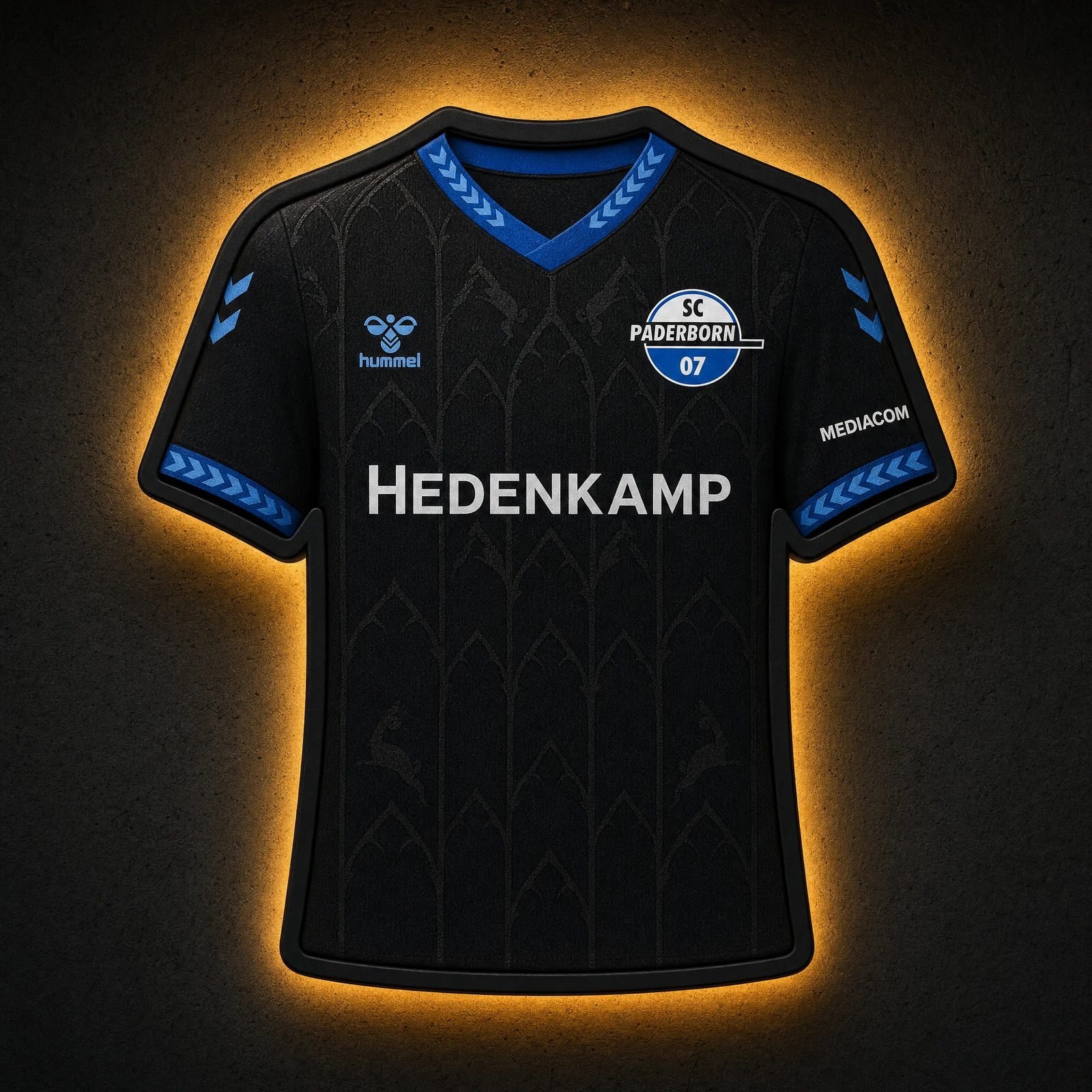 SC Paderborn 07 Heimtrikot 2026/27 LED-Trikot-Lampe — Frontansicht, beleuchtet