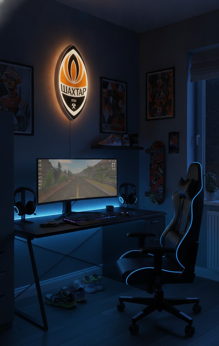 Schachtar Donezk LED-Leuchtschild Wanddeko Fandeko Geschenk - Mockup