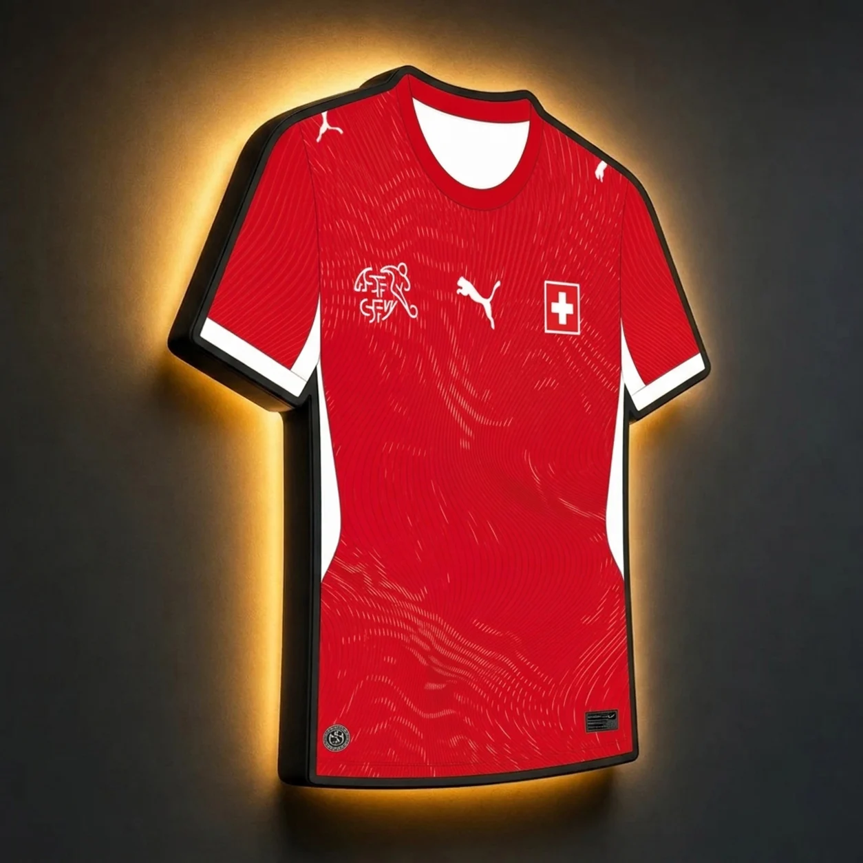 Schweiz WM 2026 LED-Trikot-Lampe (personalisiert mit Wunschname + Nummer)