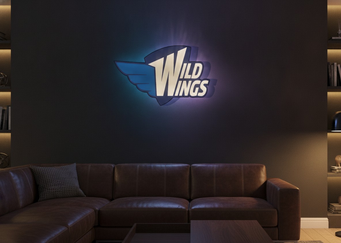 Schwenninger Wild Wings LED-Leuchtschild Wanddeko Fandeko Geschenk - Mockup