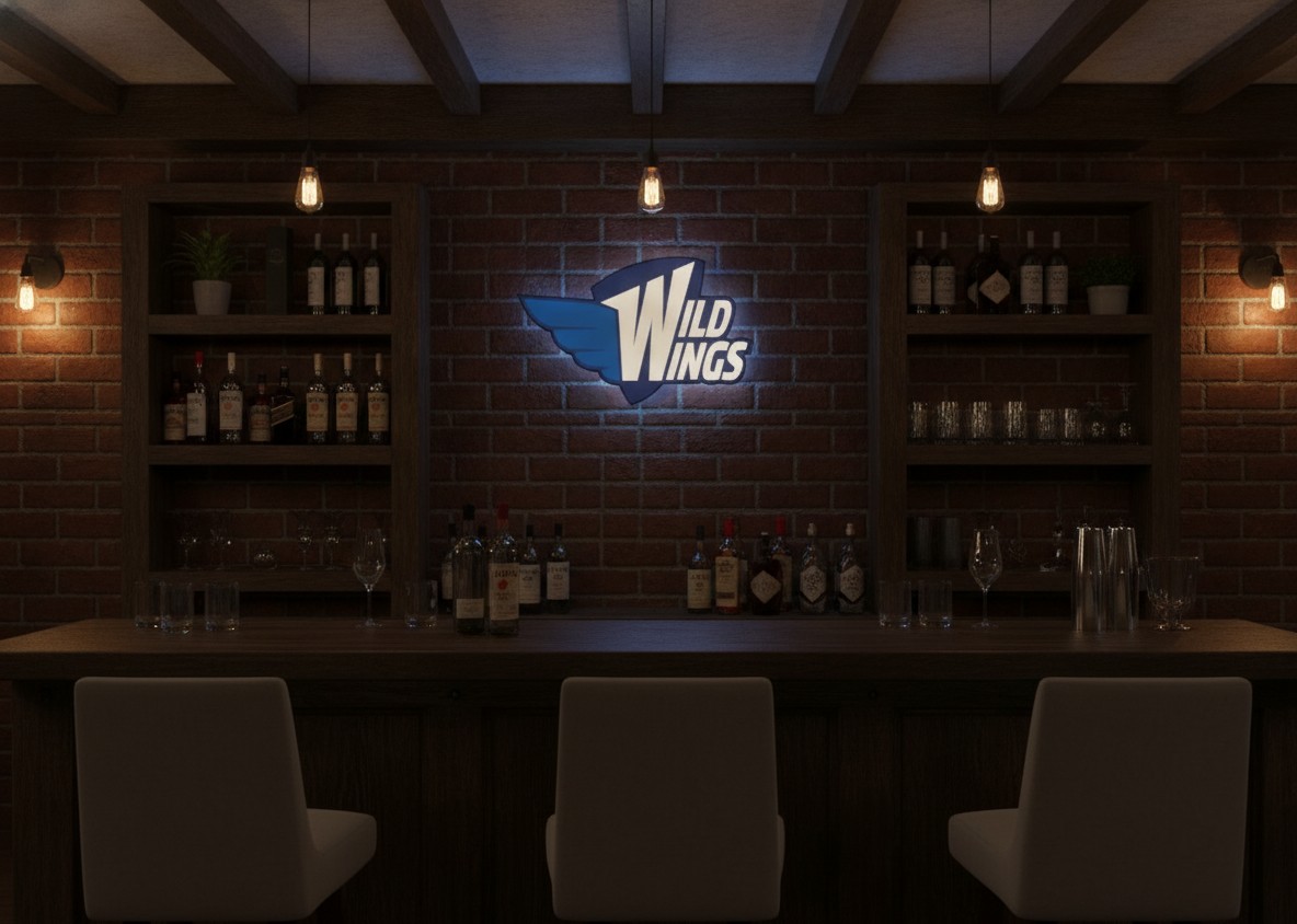Schwenninger Wild Wings LED-Leuchtschild Wanddeko Fandeko Geschenk - Mockup