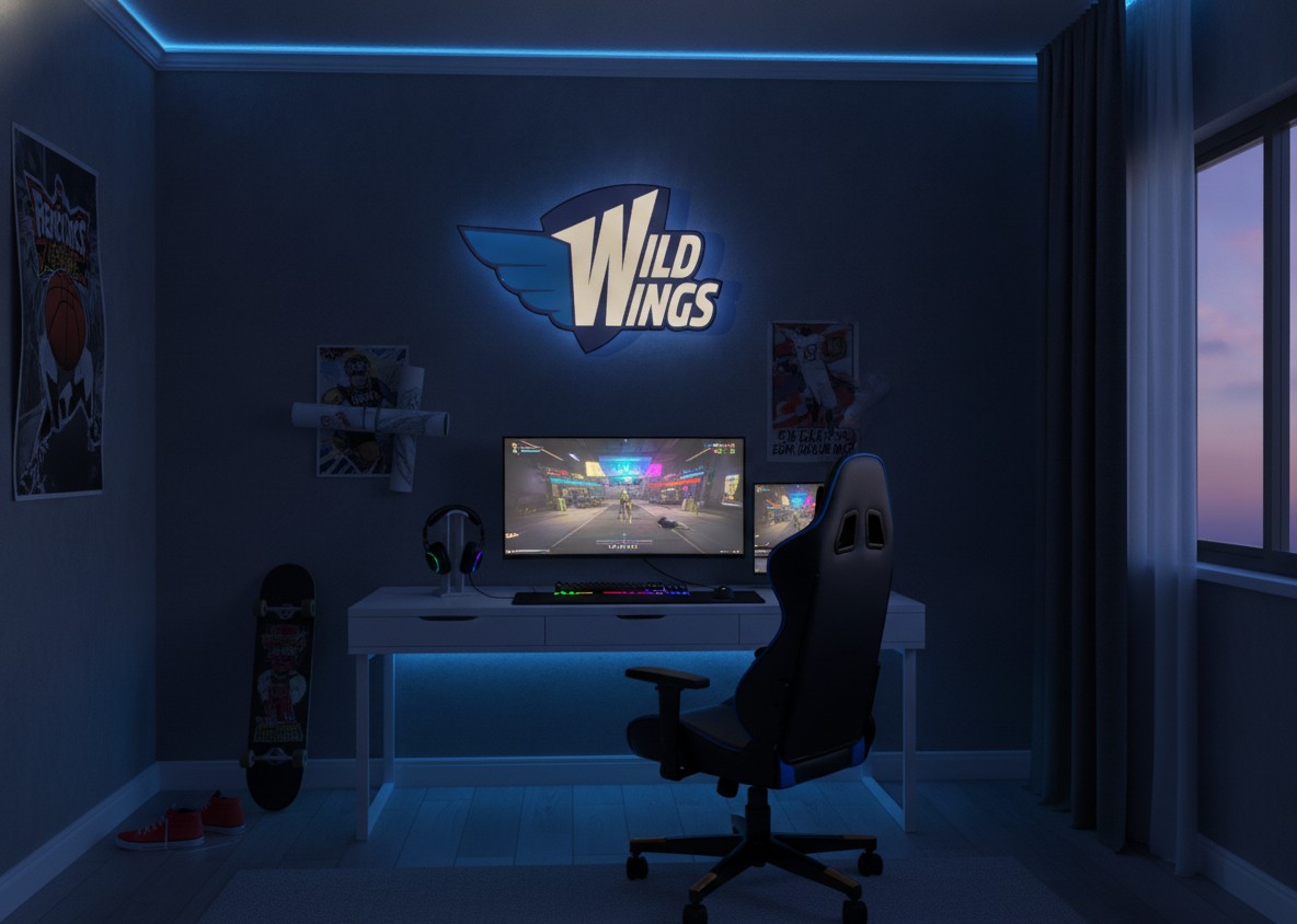 Schwenninger Wild Wings LED-Leuchtschild Wanddeko Fandeko Geschenk - Mockup