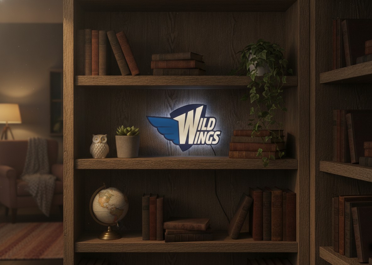 Schwenninger Wild Wings LED-Leuchtschild Wanddeko Fandeko Geschenk - Mockup