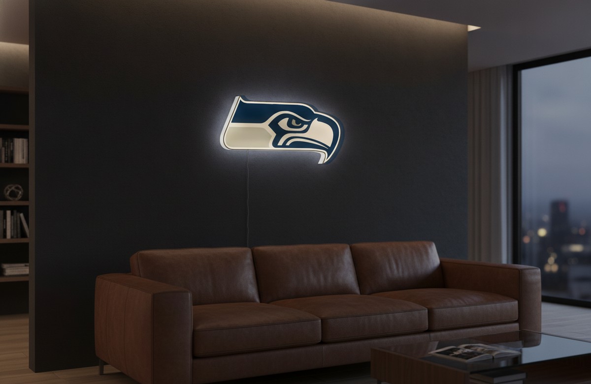 Seattle Seahawks LED-Leuchtschild Wanddeko Fandeko Geschenk - Mockup