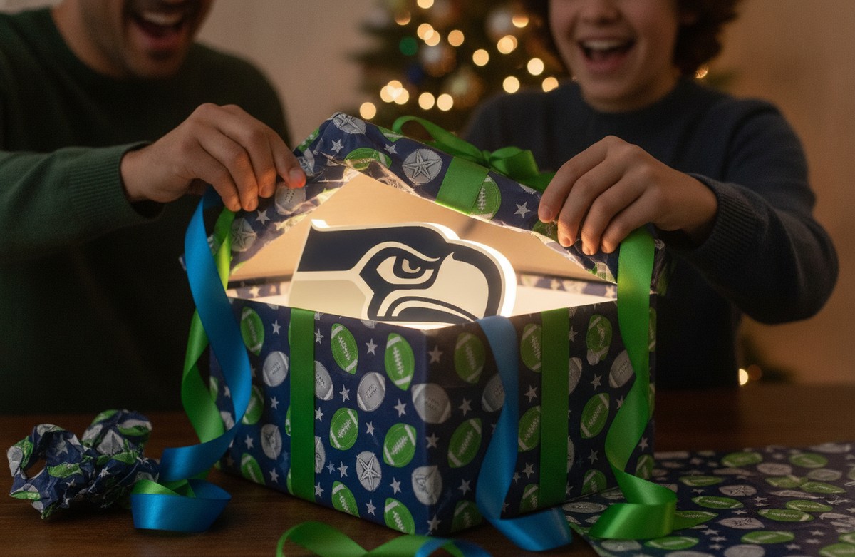 Seattle Seahawks LED-Leuchtschild Wanddeko Fandeko Geschenk - Mockup