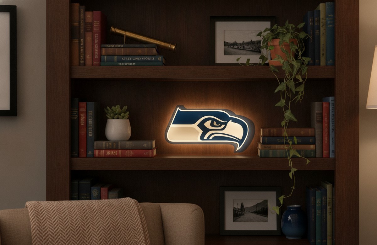 Seattle Seahawks LED-Leuchtschild Wanddeko Fandeko Geschenk - Mockup