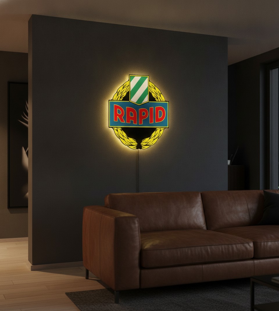 SK Rapid Wien LED-Leuchtschild Wanddeko Fandeko Geschenk - Mockup