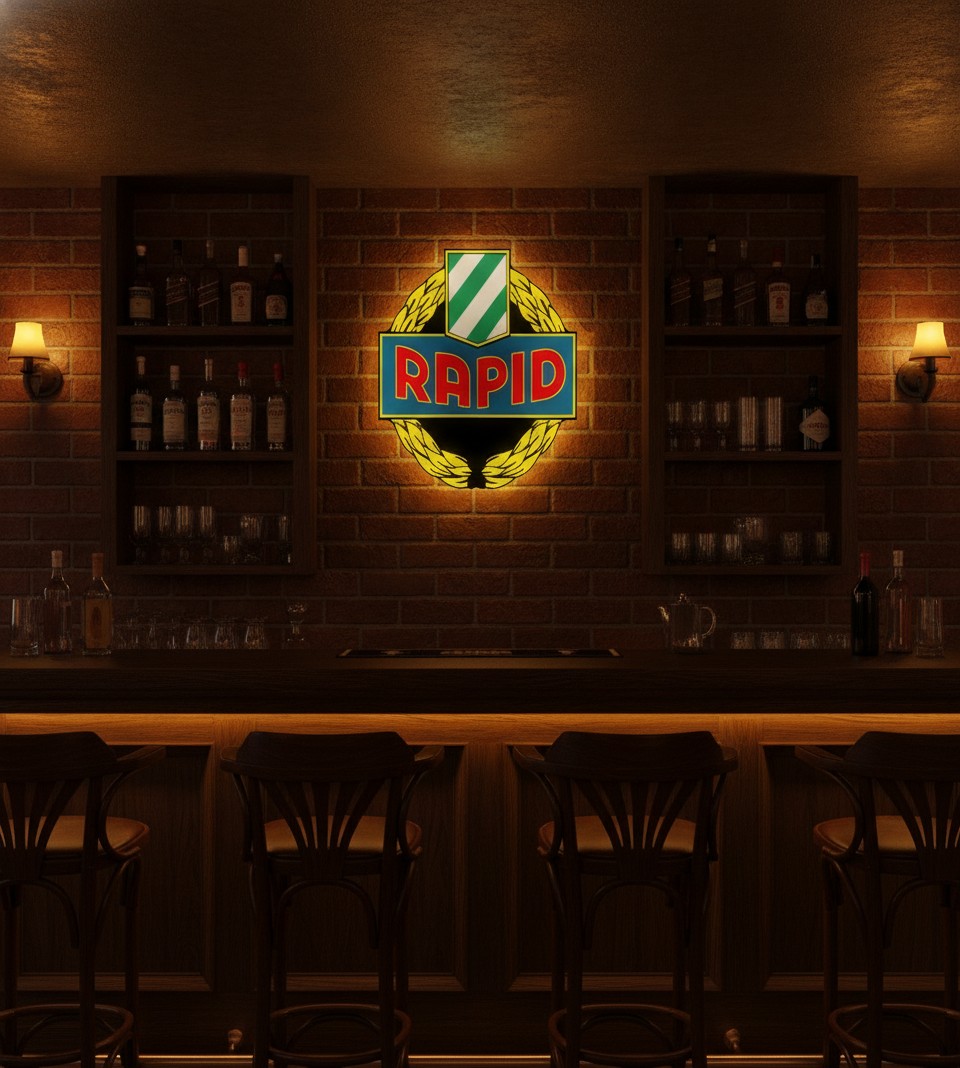 SK Rapid Wien LED-Leuchtschild Wanddeko Fandeko Geschenk - Mockup