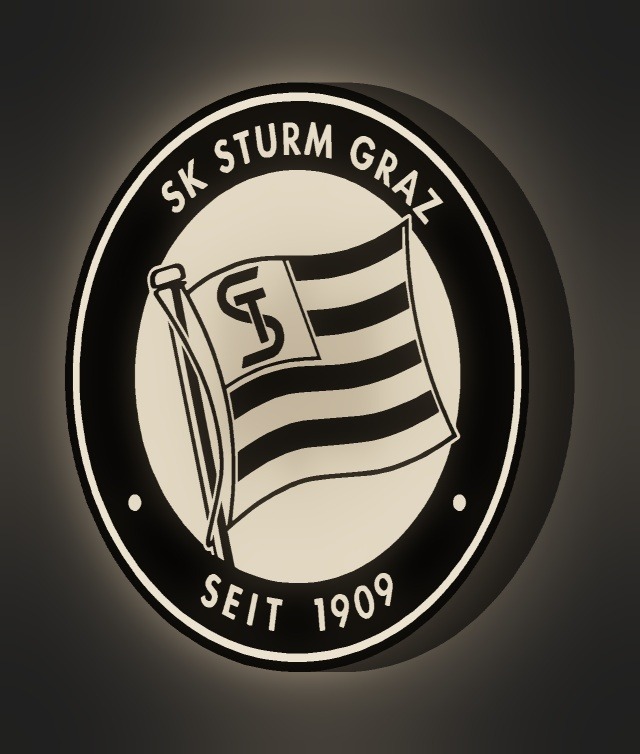 SK Sturm Graz LED-Leuchtschild leuchtend