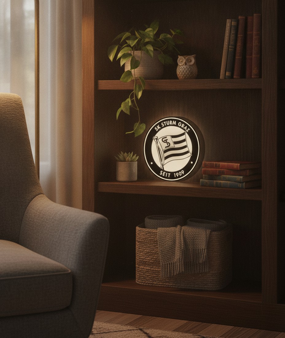 SK Sturm Graz LED-Leuchtschild Wanddeko Fandeko Geschenk - Mockup
