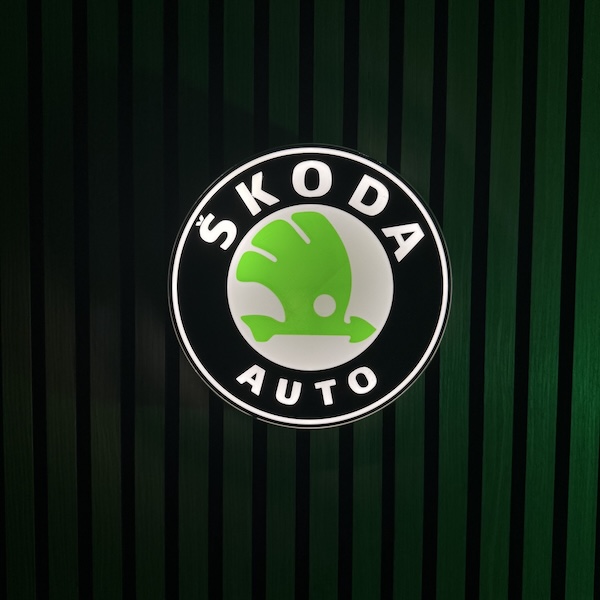 Skoda LED-Leuchtschild Wanddeko Autodeko Geschenk