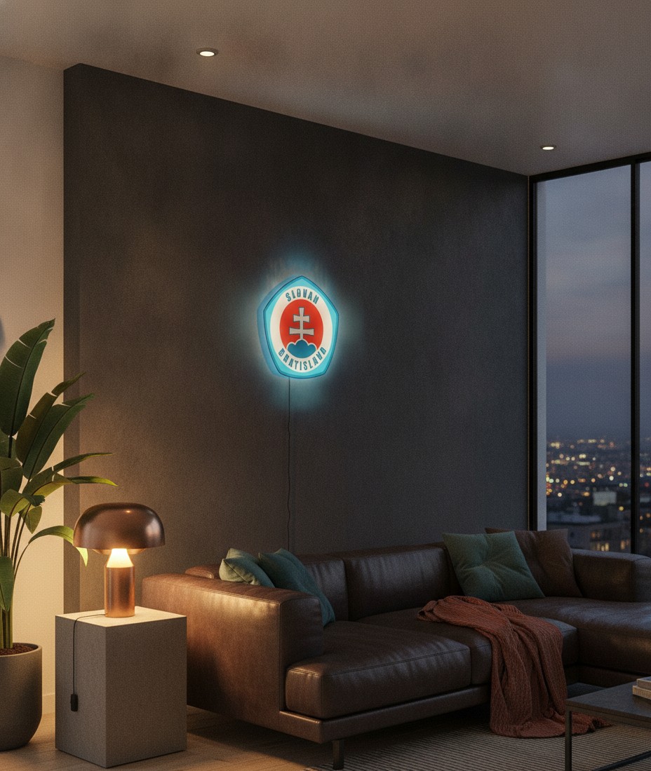 Slovan Bratislava LED-Leuchtschild Wanddeko Fandeko Geschenk - Mockup