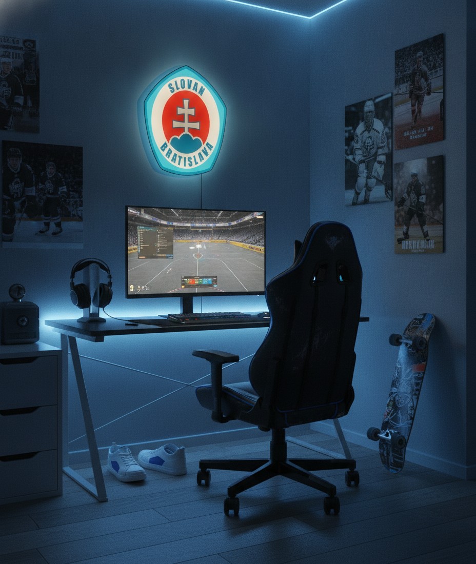 Slovan Bratislava LED-Leuchtschild Wanddeko Fandeko Geschenk - Mockup