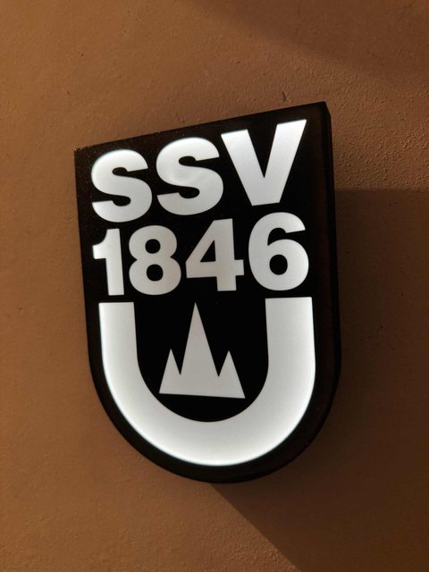SSV Ulm 1846 Leuchtschild in Größe XL 34cm als Fanzimmer-Deko