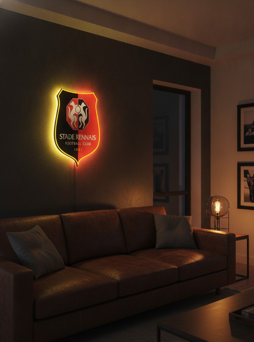 Stade Rennes LED-Leuchtschild Wanddeko Fandeko Geschenk - Mockup