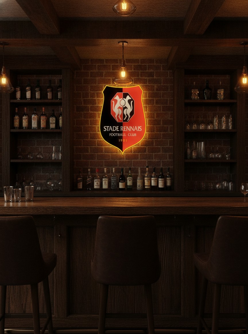 Stade Rennes LED-Leuchtschild Wanddeko Fandeko Geschenk - Mockup