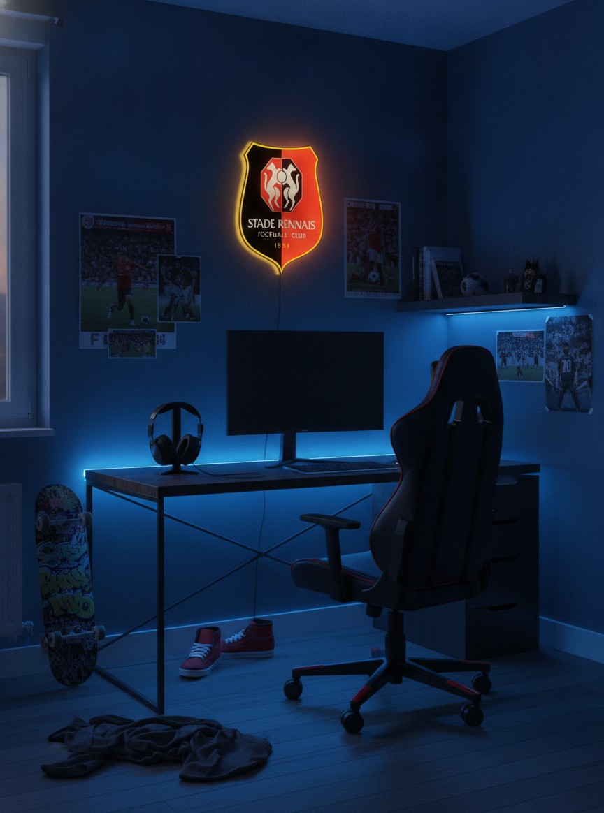 Stade Rennes LED-Leuchtschild Wanddeko Fandeko Geschenk - Mockup