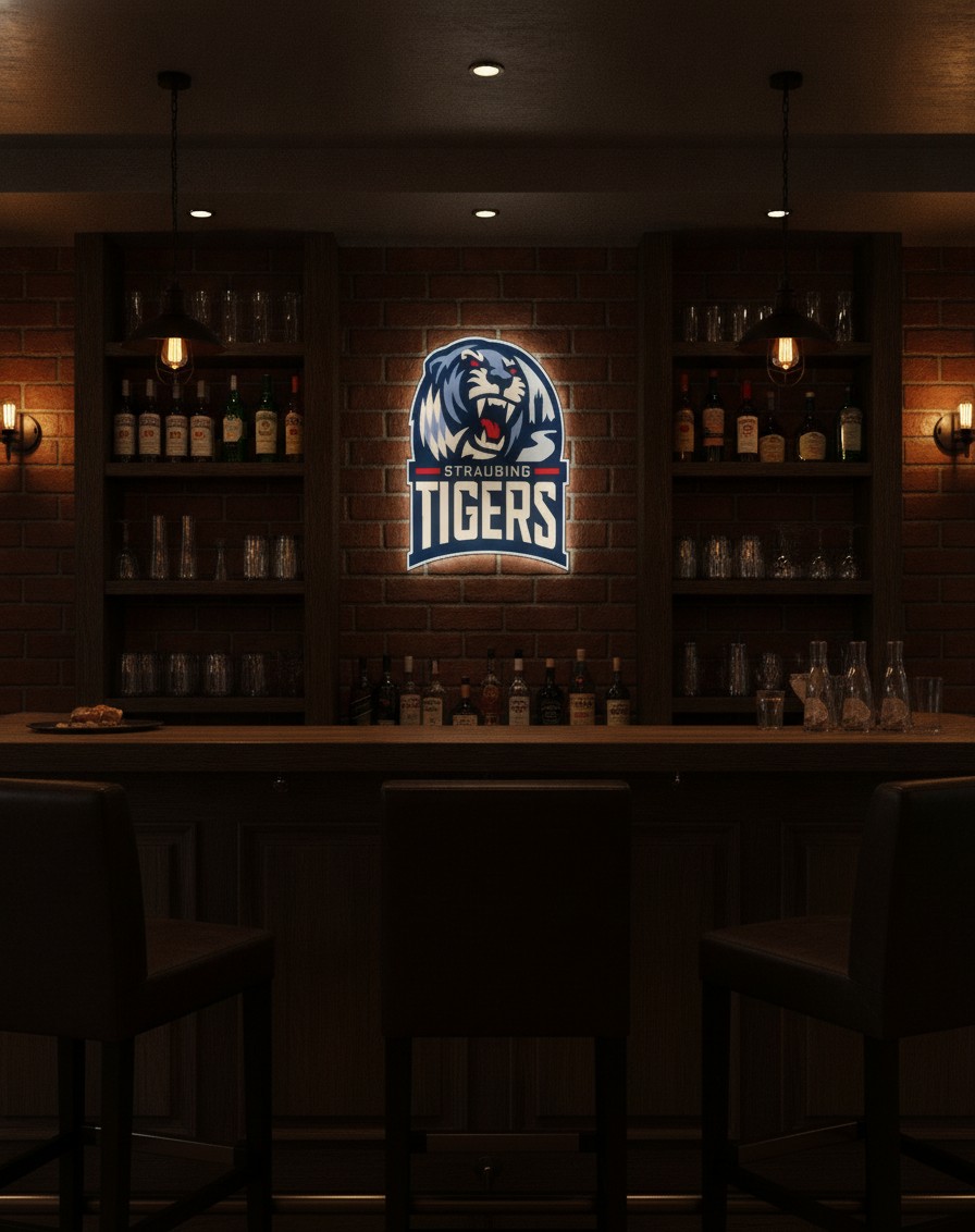 Straubing Tigers LED-Leuchtschild Wanddeko Fandeko Geschenk - Mockup