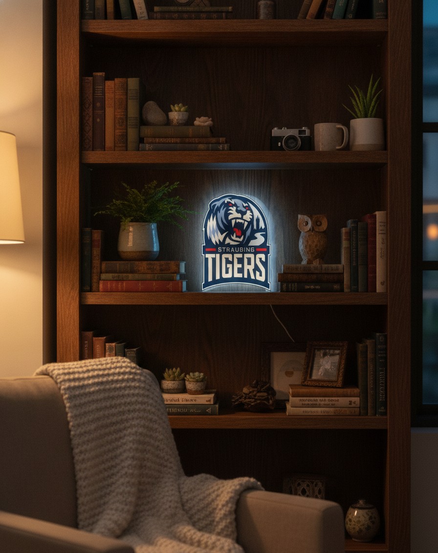 Straubing Tigers LED-Leuchtschild Wanddeko Fandeko Geschenk - Mockup