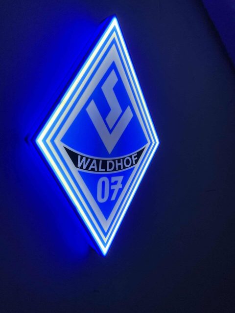 SV Waldhof Mannheim LED Leuchtschild mit 3D Effekt und Vereinslogo in Blau-Weiß