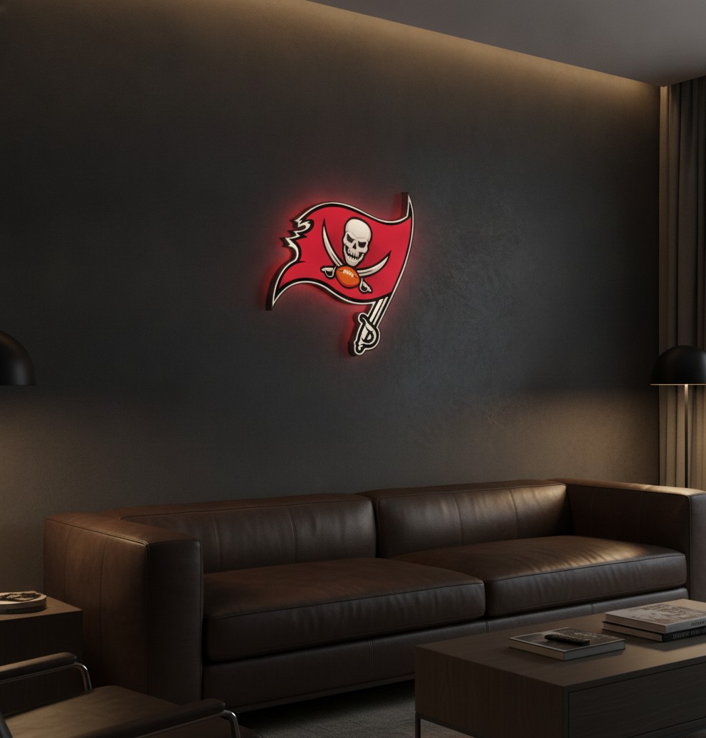 Tampa Bay Buccaneers LED-Leuchtschild Wanddeko Fandeko Geschenk - Mockup