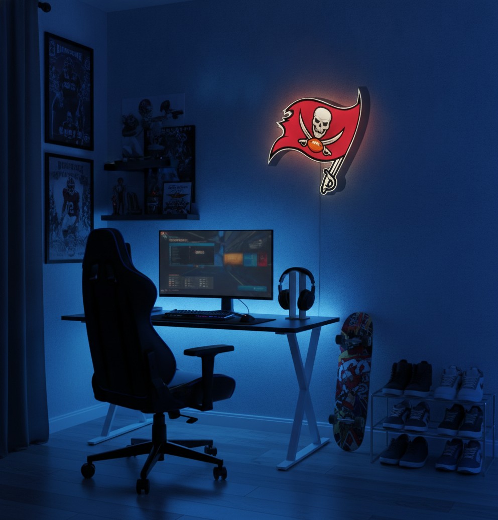 Tampa Bay Buccaneers LED-Leuchtschild Wanddeko Fandeko Geschenk - Mockup