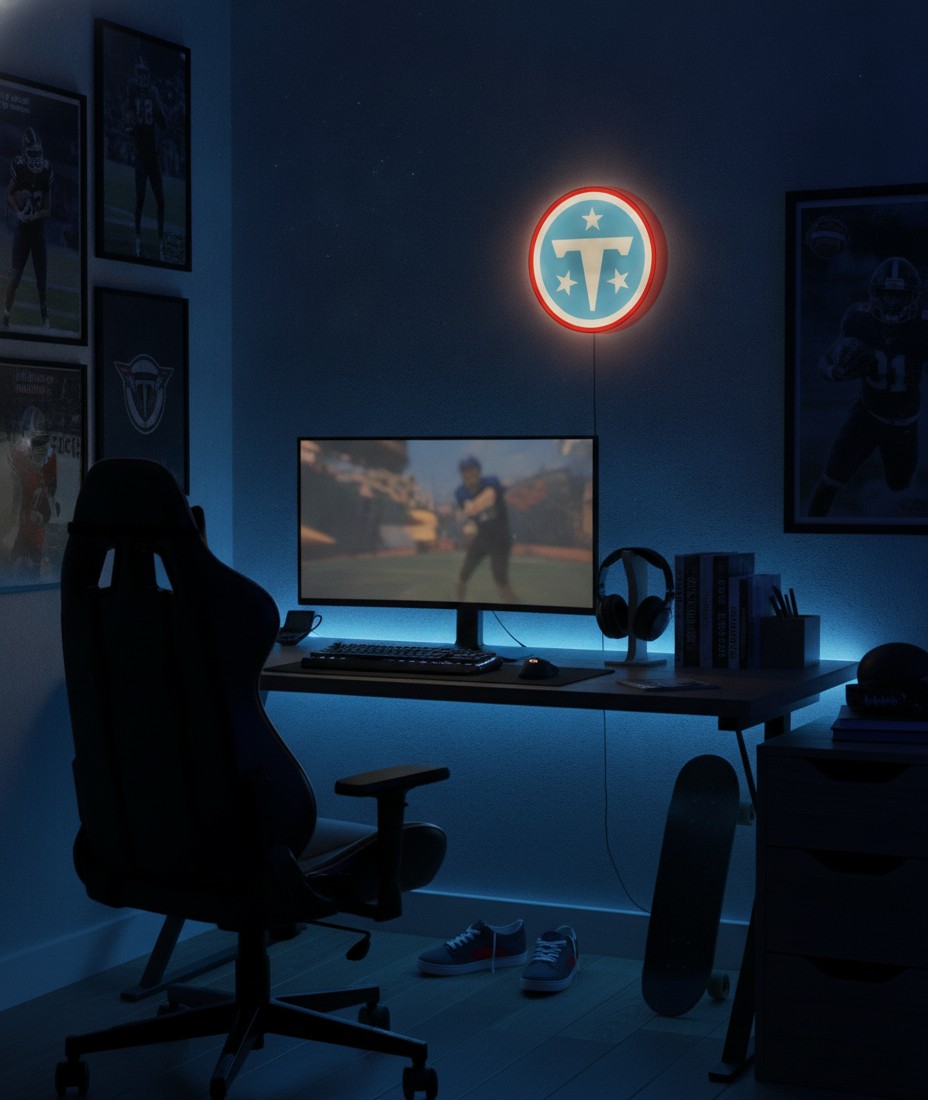 Tennessee Titans LED-Leuchtschild Wanddeko Fandeko Geschenk - Mockup