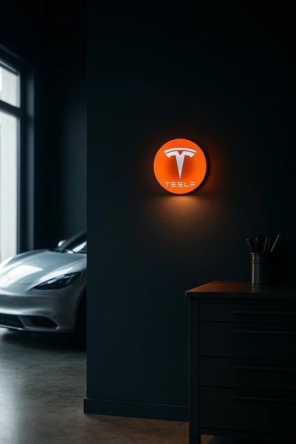Tesla LED-Leuchtschild Wanddeko Autodeko Geschenk