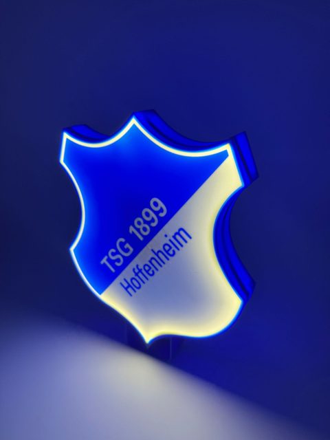 TSG 1899 Hoffenheim LED-Leuchtschild mit 3D-Effekt und Standfuß