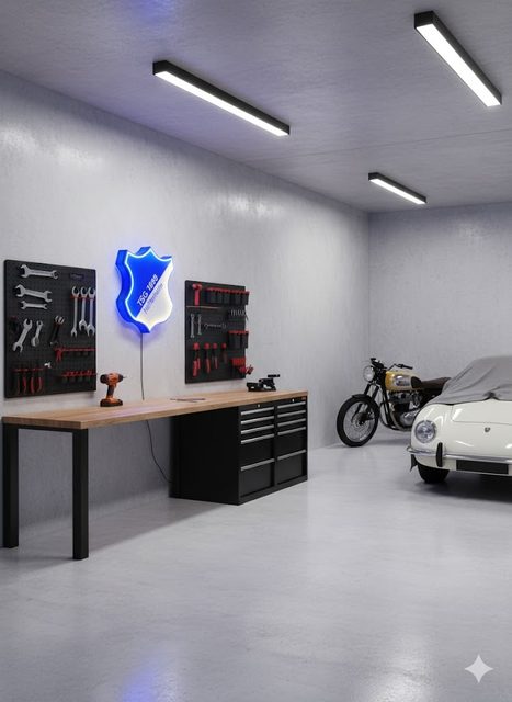 Hoffenheim LED-Leuchtschild auf Schreibtisch mit Standfuß