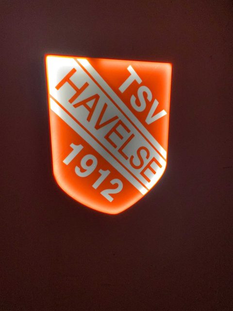 TSV Havelse LED Leuchtschild mit 3D-Effekt und Vereinslogo als Wanddeko für Fans