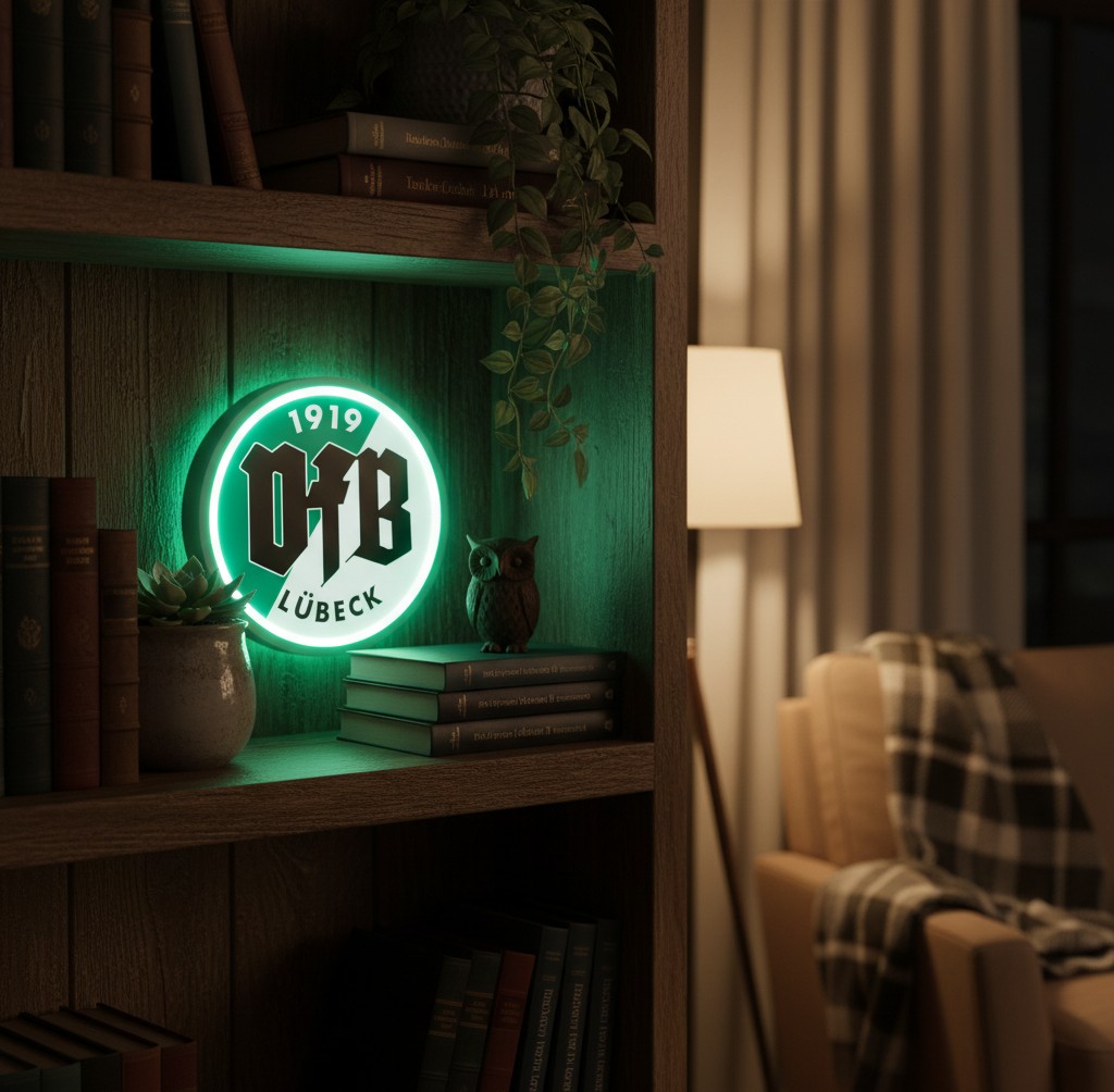VfB Lübeck LED-Leuchtschild Wanddeko Fandeko Geschenk - Mockup