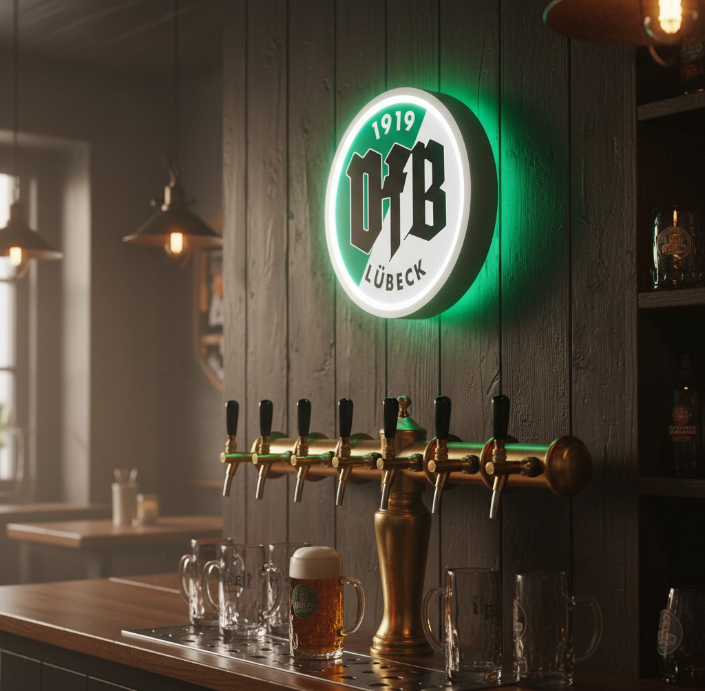 VfB Lübeck LED-Leuchtschild Wanddeko Fandeko Geschenk - Mockup