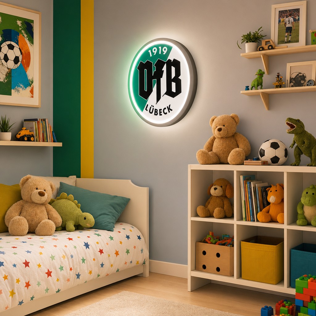 VfB Lübeck LED-Leuchtschild Wanddeko Fandeko Geschenk - Mockup