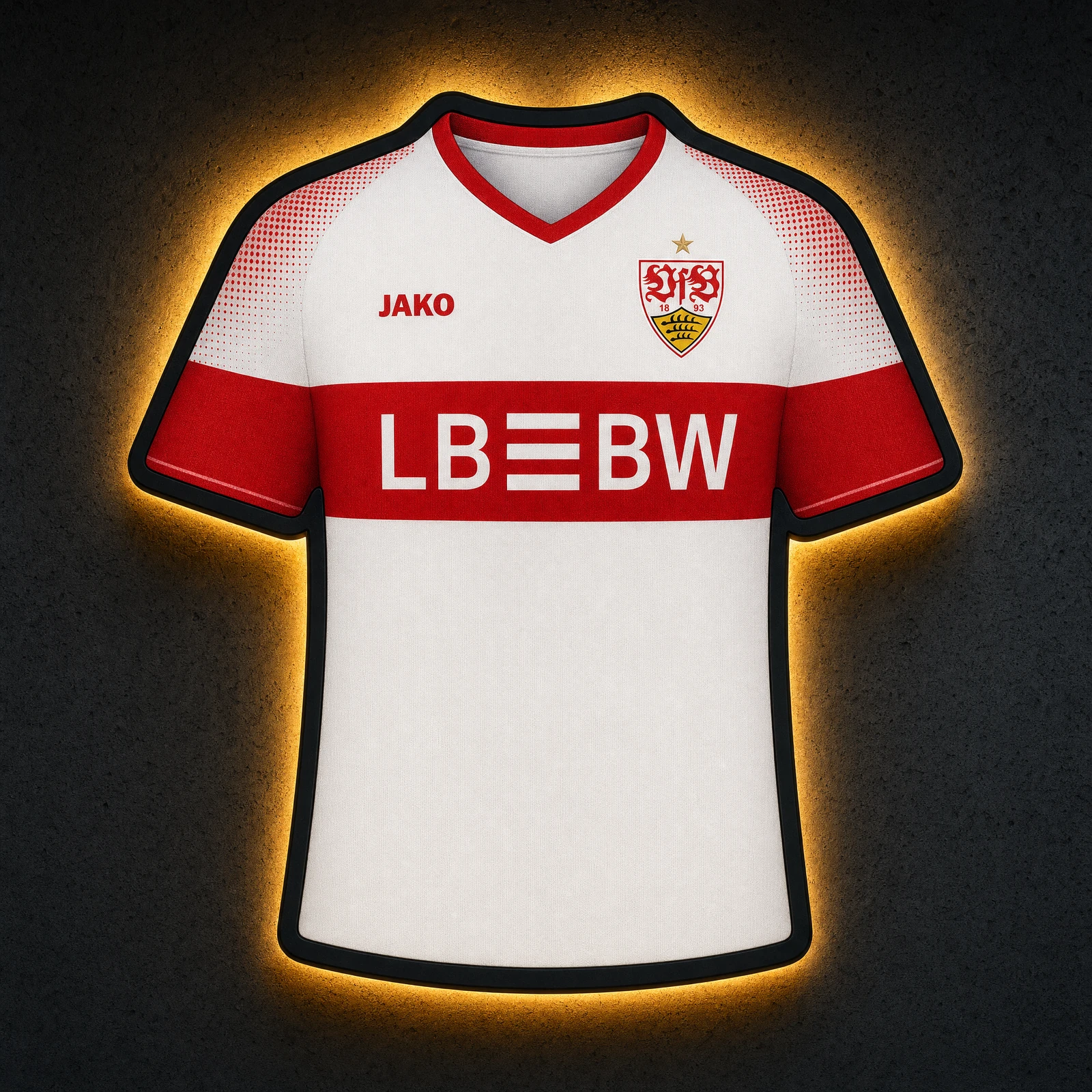 VfB Stuttgart Heimtrikot 2026/27 LED-Trikot-Lampe — Frontansicht, beleuchtet