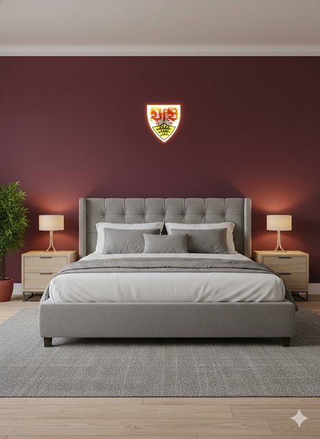 VfB Stuttgart Leuchtschild als Wanddeko im Schlafzimmer
