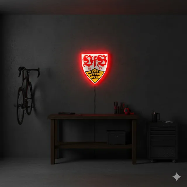 VfB Stuttgart Fan-Leuchtschild mit warmem LED-Licht