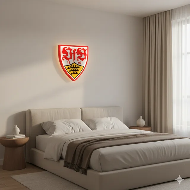 VfB Stuttgart Leuchtschild als Fanraum-Deko im Einsatz
