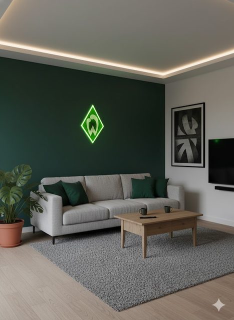 Werder Bremen LED Leuchtschild im Wohnzimmer