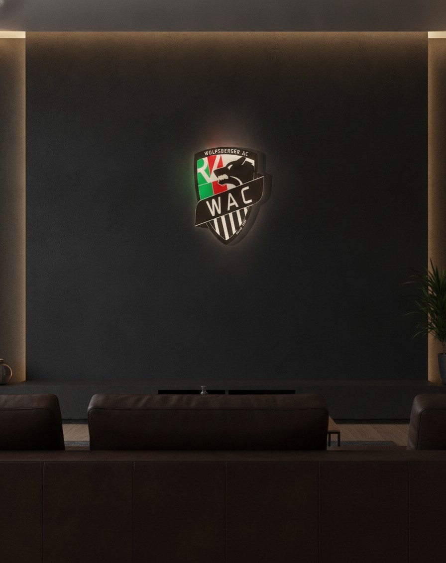 Wolfsberger AC LED-Leuchtschild Wanddeko Fandeko Geschenk - Mockup