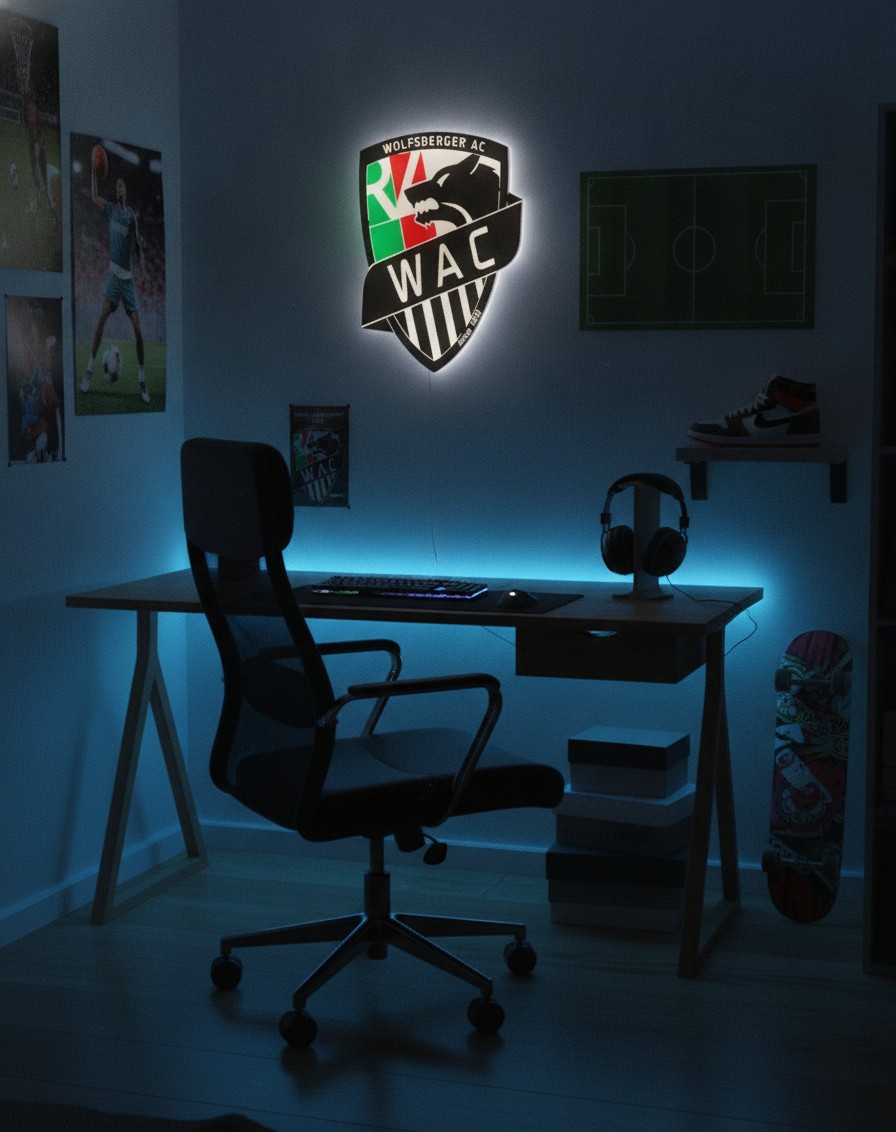 Wolfsberger AC LED-Leuchtschild Wanddeko Fandeko Geschenk - Mockup
